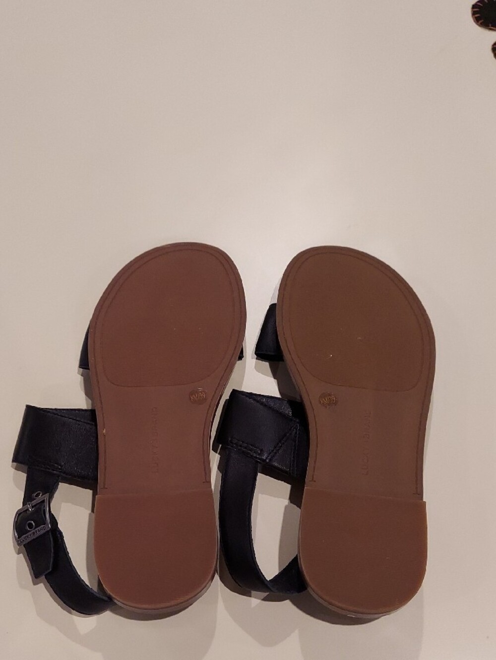 Lucky Brand Black Leather Double-Strap Slingback Sandals - Picture 8 of 9